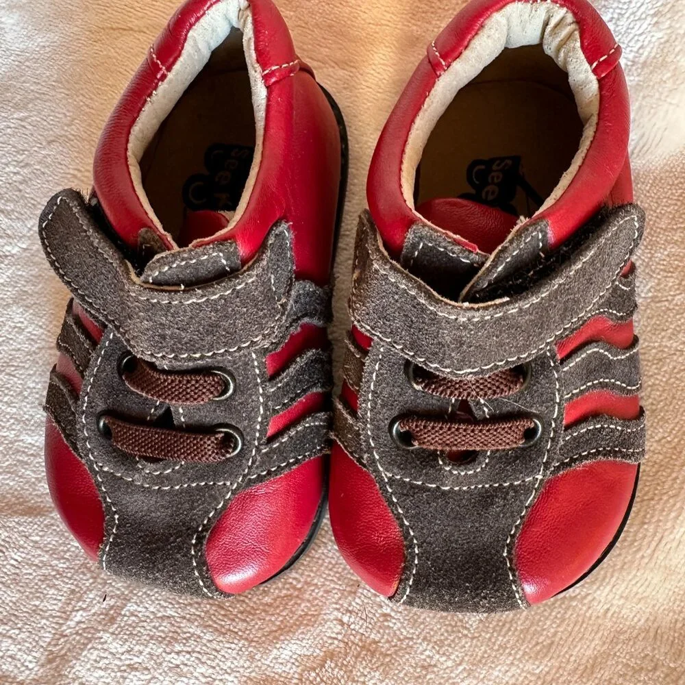 See Kai Run Leather Shoes Baby Size 3 Red Brown EUC